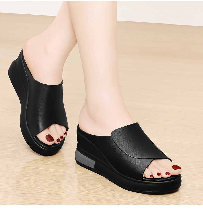 Dép sandal cao gót nữ quai ngang da thật gót 5 cm — 1949 màu be/gót cao 5cm, 1949 Đen/cao gót 5cm chi tiết 7