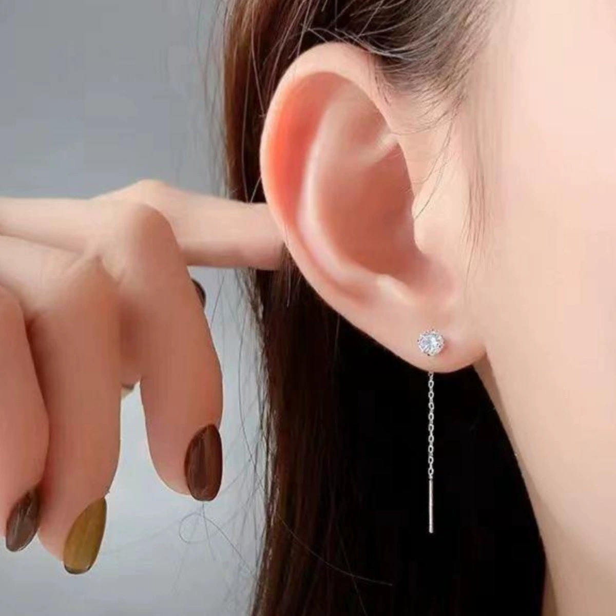 Серебряная игла, серьги, цирконий, образец серебро 925