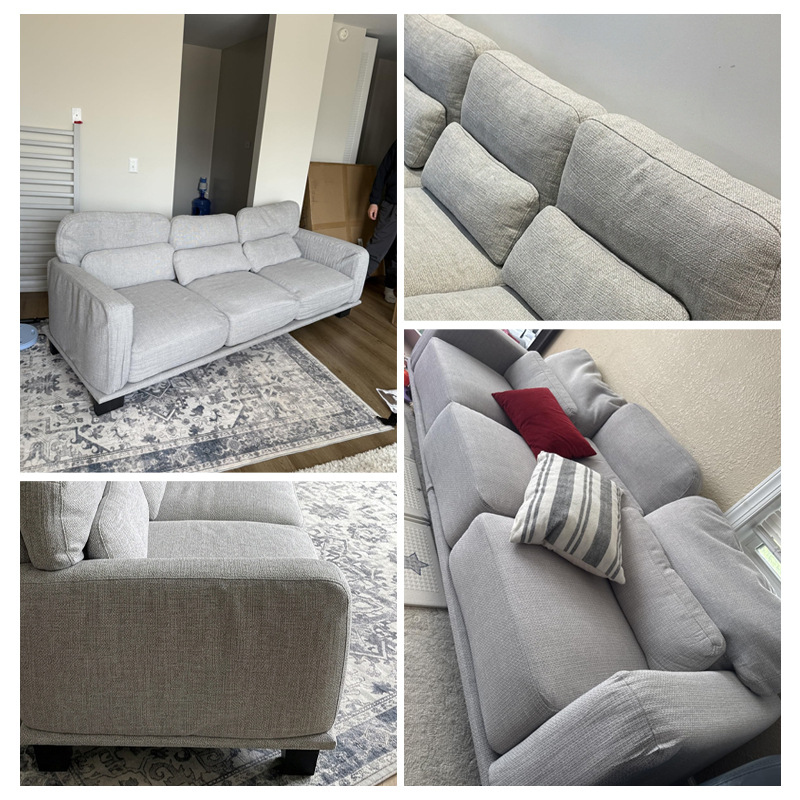Exportación transfronteriza de 3 asientos sofá semi-compresible desmontable sofá de tela de diseño de asiento profundo sofá de sala de estar
