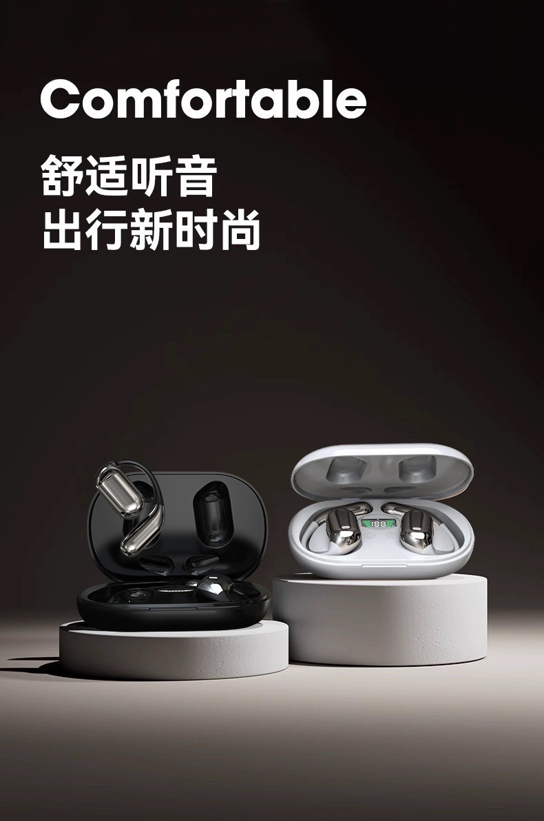 Cross-border bestselling ear-hook AI translation wireless Bluetooth earbuds Q16 running sports ear-hook design smart digital display
