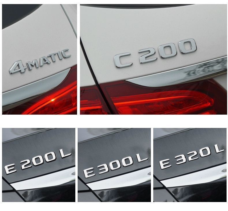 Suitable for Mercedes-Benz rear emblem stickers, including models like the E300L, C260L, and GLC260L; original letter emblems for modification