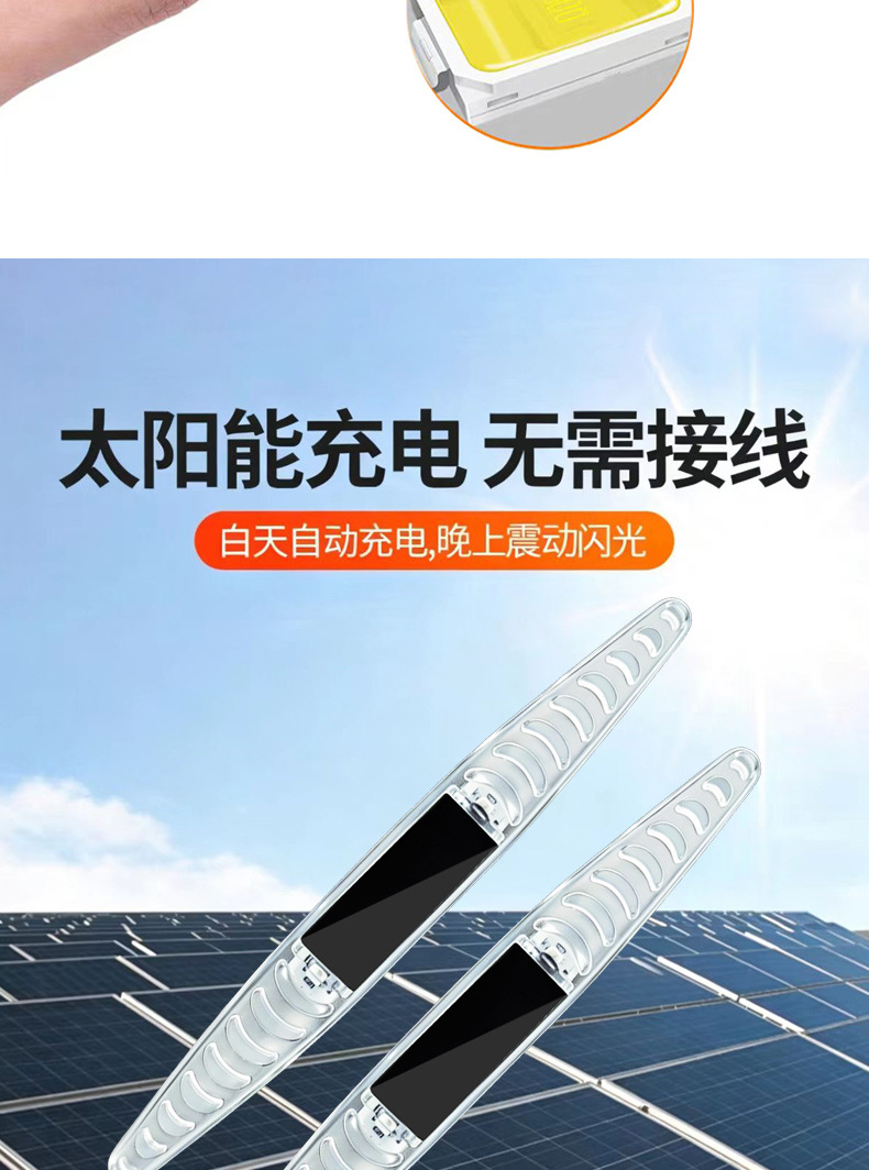 New Car and Motorcycle Solar-Powered Anti-Collision Strips with Adhesive Backing, Anti-Rear Collision Warning Lights, Night-Time Warning, Anti-Scratch and Anti-Scuff