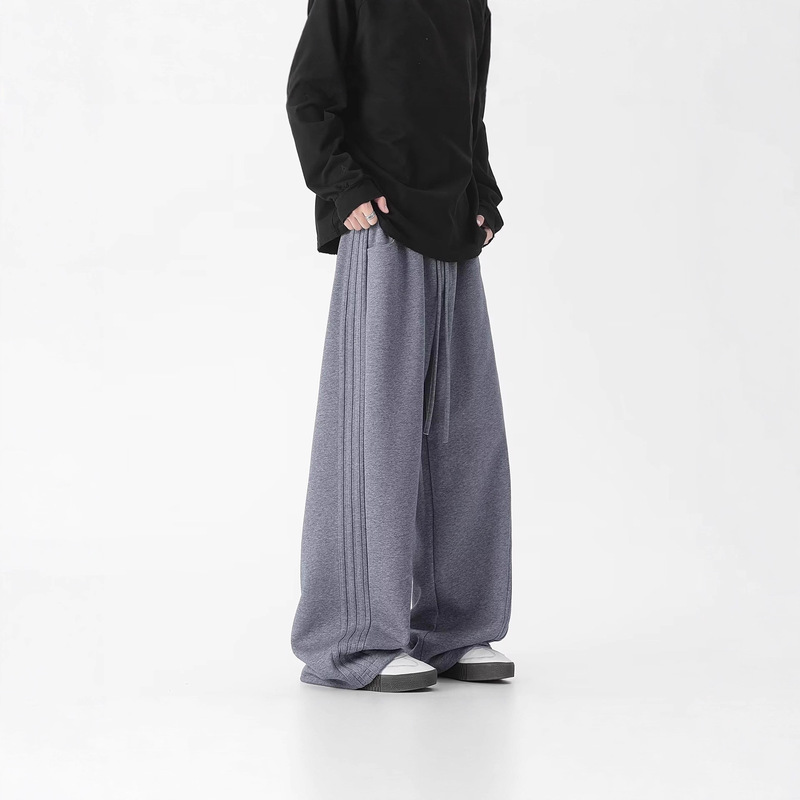 Dark Gray Wide-Leg Sweatpants for Men, Spring & Fall, Lazy and Relaxed, Loose and Drapedy Glutinous Rice Pants, Straight Slimming Look Long Pants Dark Gray Wide-Leg Sweatpants for Men, Spring & Fall, Lazy and Relaxed, Loose and Drapedy Glutinous Rice Pants, Straight Slimming Look Long Pants