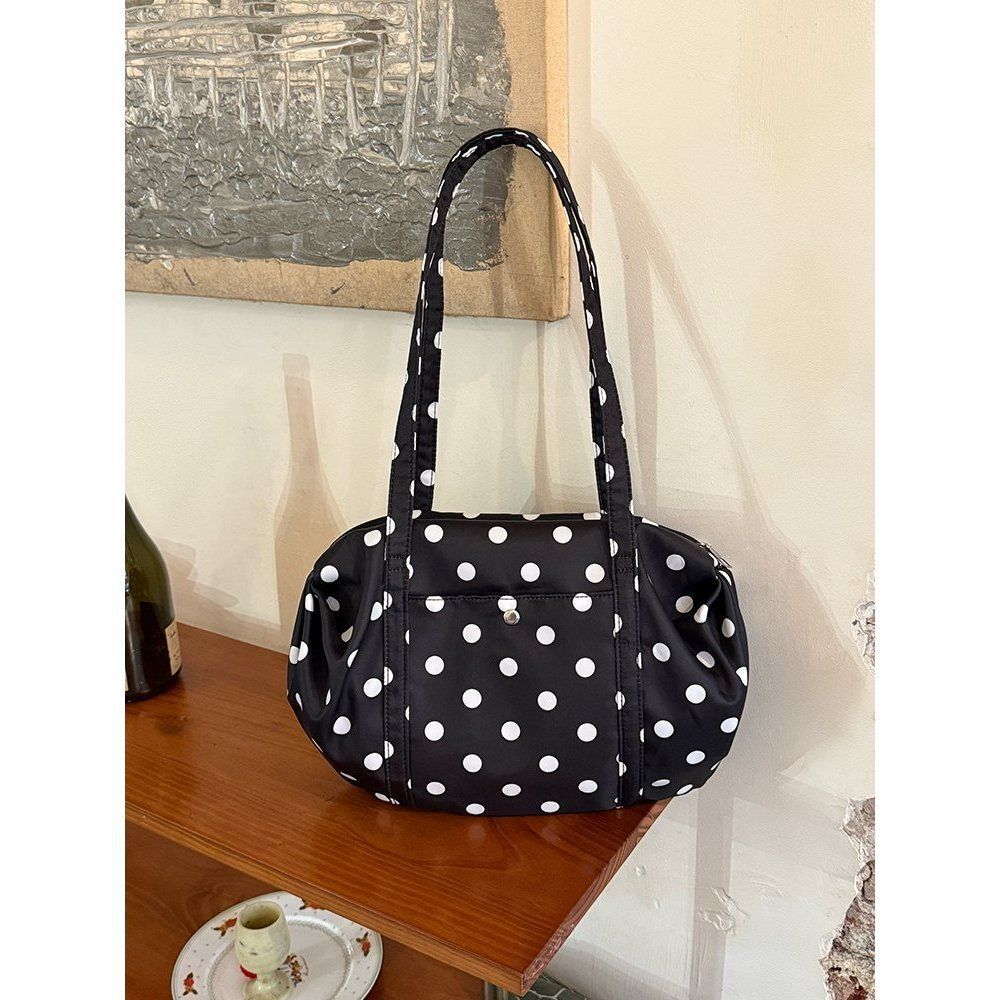 Korean Style Leopard Print Bowling Bag For Women - New Large Capacity Nylon Shoulder Bag, Lightweight Casual Commuter Handbag - Thumbnail 8