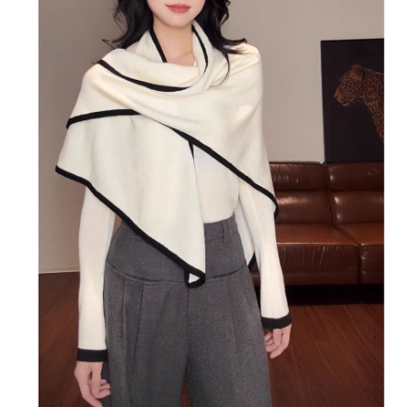 真两件三角披肩设计感针织衫洋气叠穿修身打底衫百搭小衫新款女装|undefined