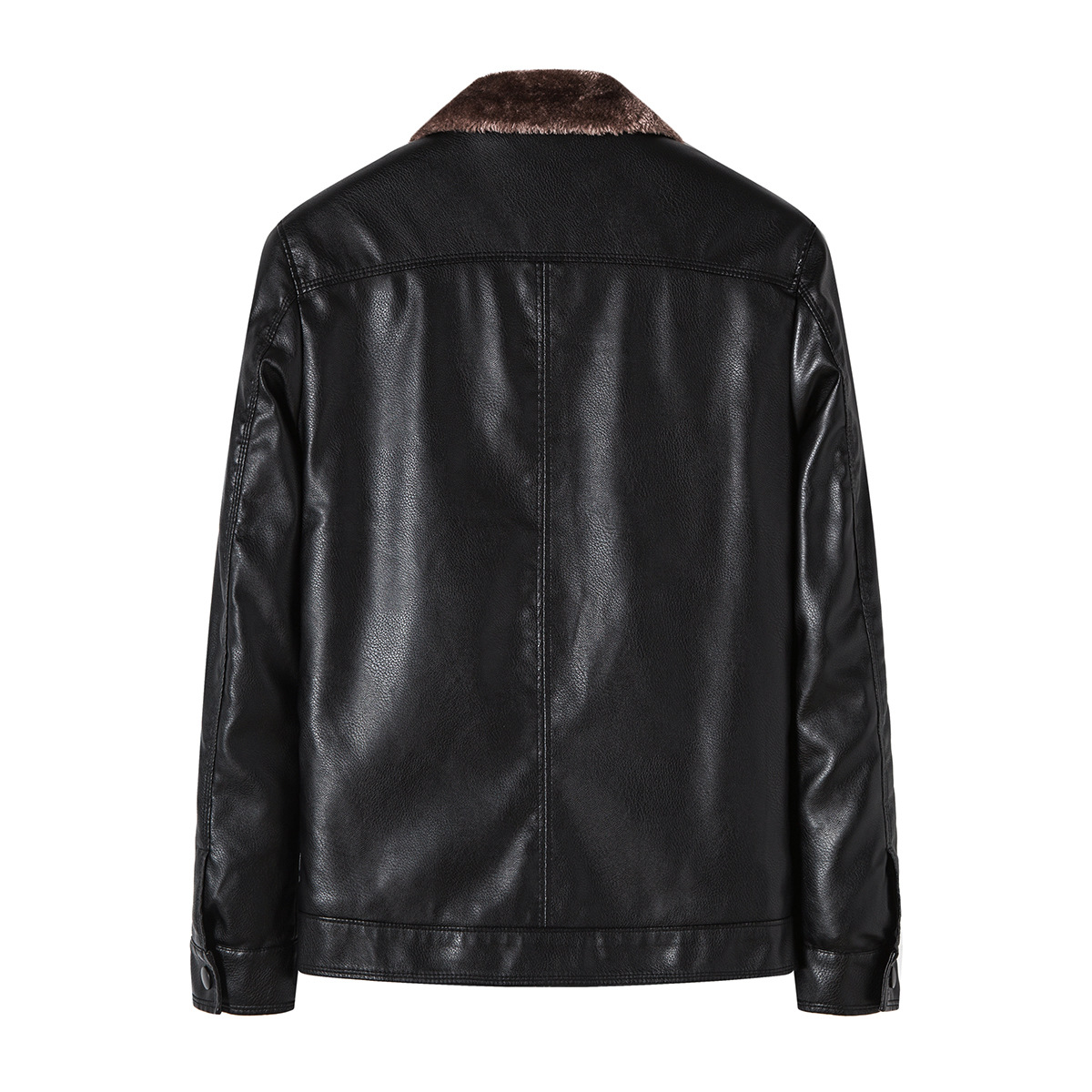 Winter new men's plush PU leather youth lapel, warm middle-aged and elderly dad jacket, business jacket_voghion.com