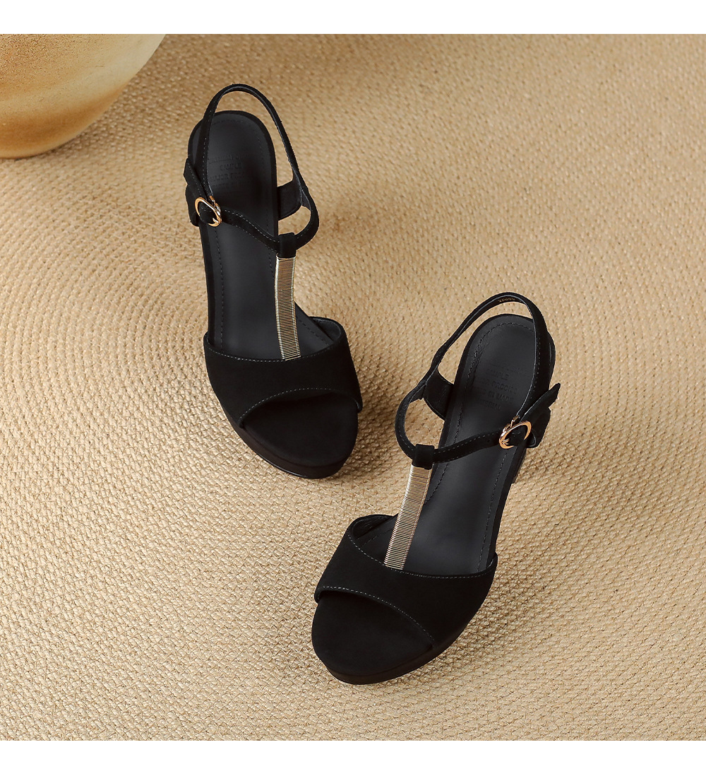 Sandal cao gót nữ hở mũi đế xuồng gót vuông 9 cm — màu đen, màu mơ chi tiết 16