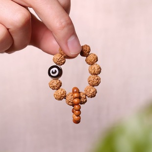 Stress-Relief Finger-Twisting Indonesian Small Rudraksha Hand-Twisting Women's Three-Eyed Dzi Bead Olive Stone Running Ring Finger Toy Ring