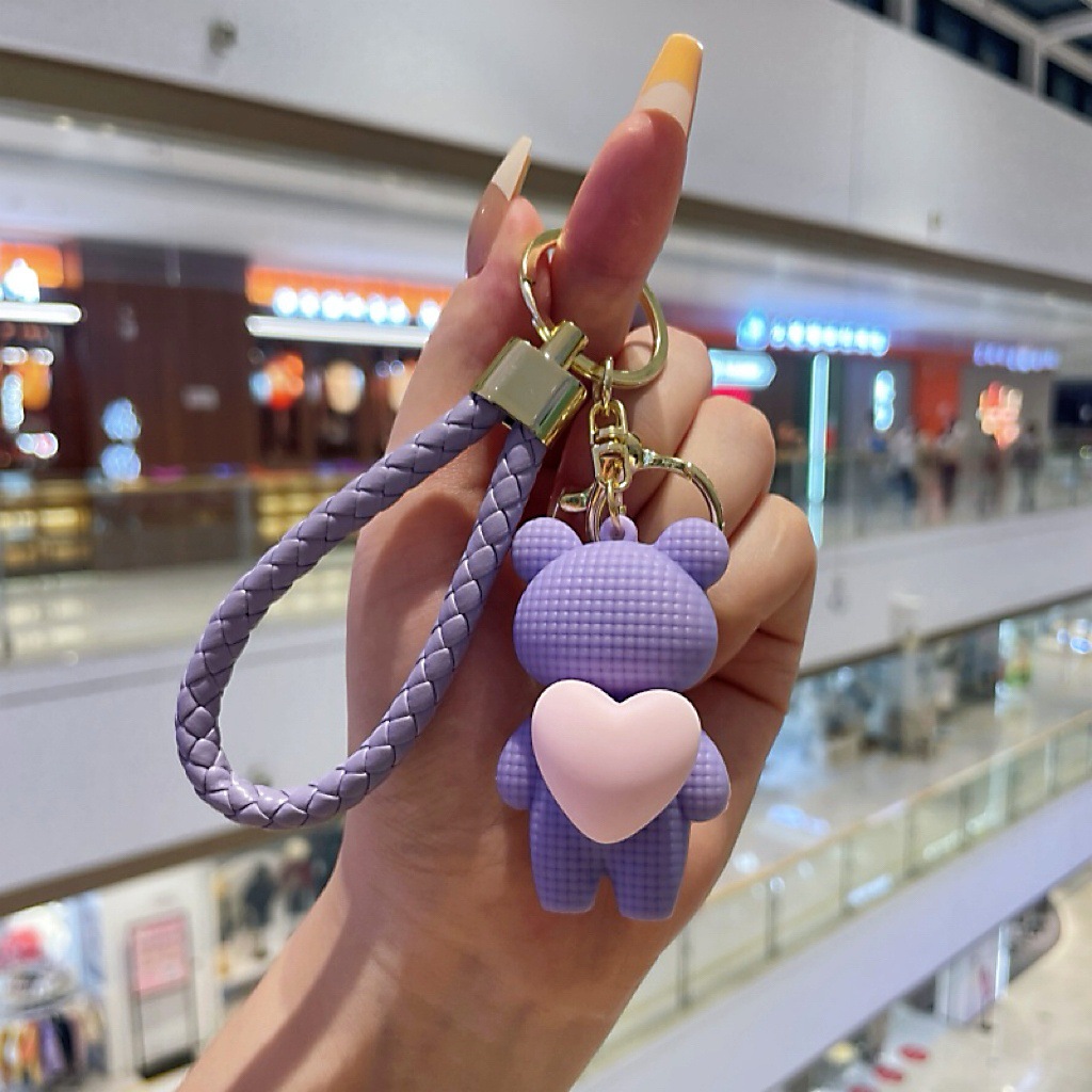 Peluche a forma di cuore con orsetto per bambine, ciondolo carino con squisita celebrità di Internet, decorazione per zaino, portachiavi per auto_voghion.com