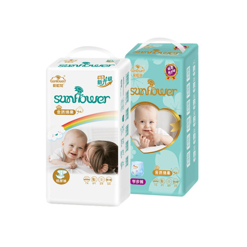 Direct Manufacturer Supply Rainbow Flower 50 Pack Gentle Baby Diaper Pull-on Pants Disposable Diapers Available for Selection