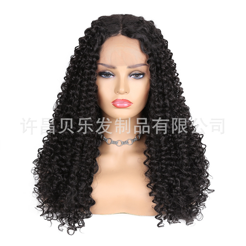 Cross-Border Wig for Women Amazon Best-Selling Lace Front Afro Small Curly Wig High Temperature Chemical Fiber Headgear Curly Wigs