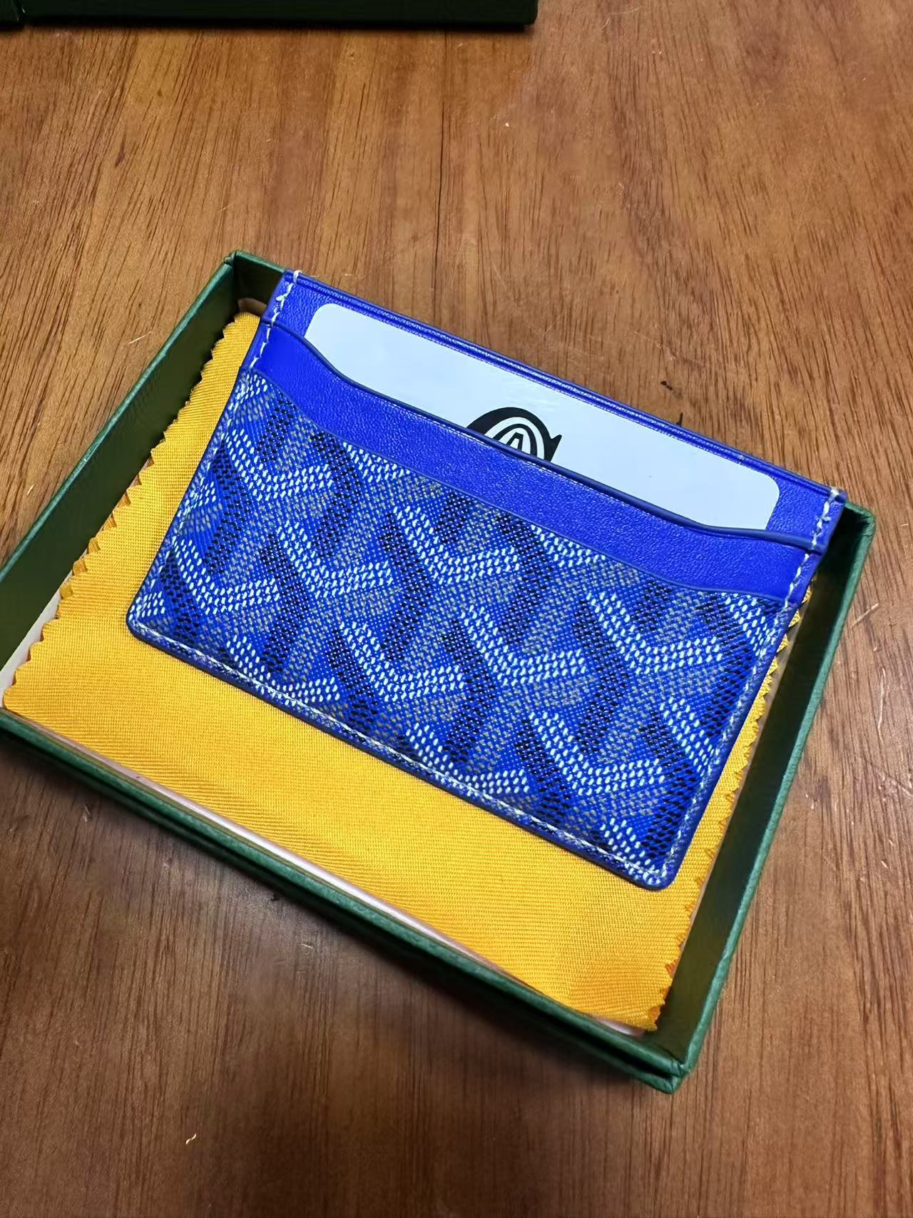 Tarjetero Goyard, tarjetero ultrafino de cuero genuino clásico para hombre, tarjetero de almacenamiento para mujer, tarjetero universal