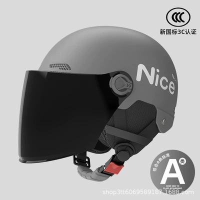 adult hat half helmet, Motosiklet kaskı (dəbilqə) - grey-nice-hd-short-mirror