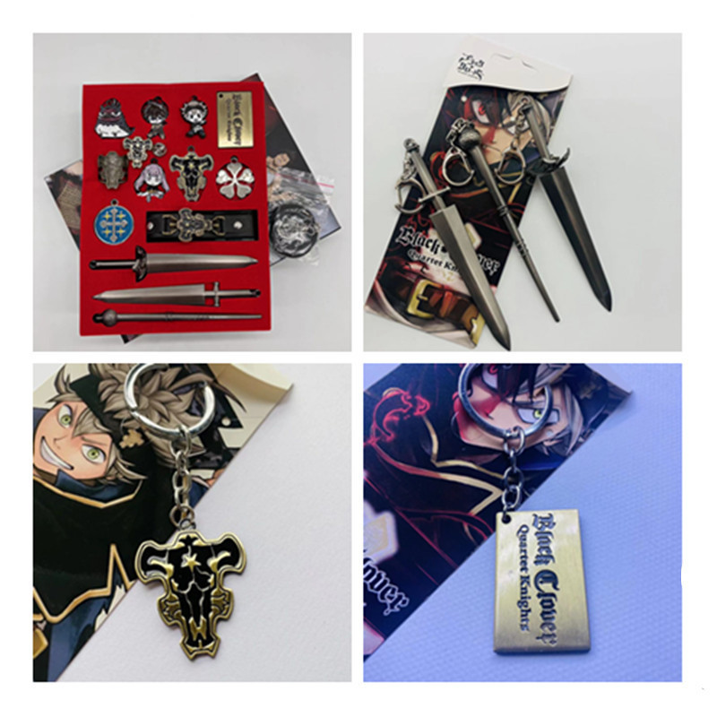 Black Magic Five-leaf Clover Keychain Animation Peripheral Four-leaf Clover Keychain Model Pendant Jewelry Accessories