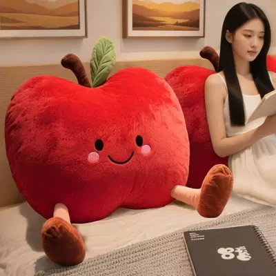 Cute big-eyed apple pillow, sofa and bed headrest cushion, office lumbar support pillow, nap pillow, plush toy (Oyuncaq yastıqlar) - apple-pillow-50cm05kg
