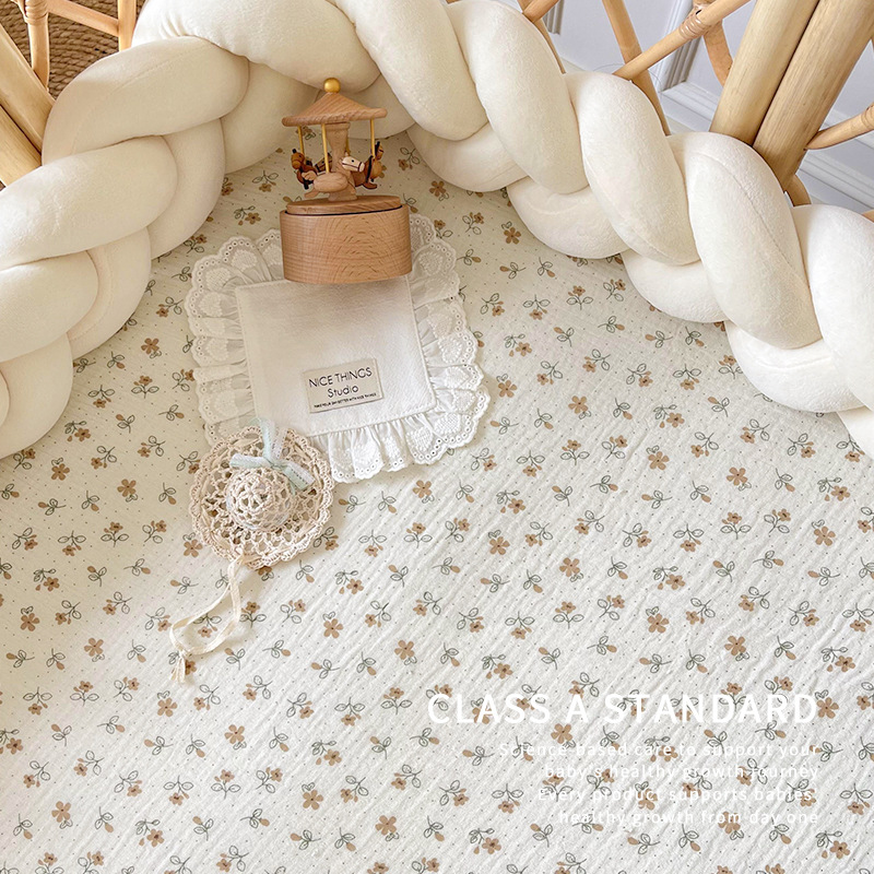 Baby Fitted Bed Sheets Pure Cotton Type a Gauze Newborn Baby Mattress Cover Kidsren's Spliced ​​Bed Sheets Four-Season Bed Cover