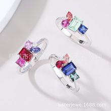 S925�y���ղʺ�u׃�����{��ʯ��ָĪɣ�ƴɫ�ʌ�Ů��