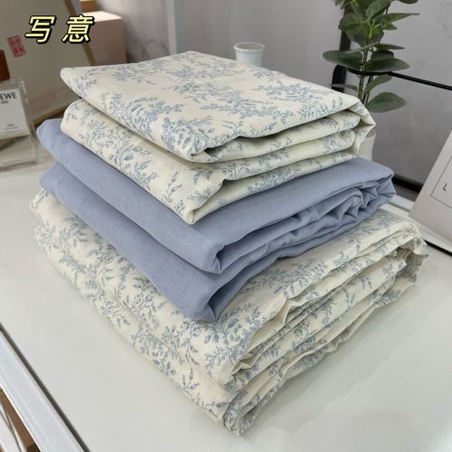 All-cotton double-layer sheet bed skirt single A-class baby grade solid Morandi color student dorm single double item