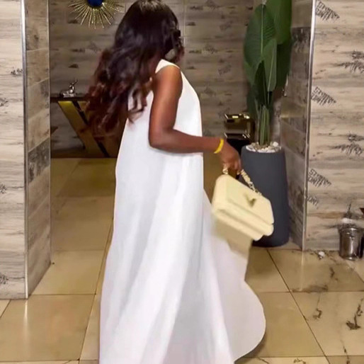 Women's Clothing Plus Size Women's Summer Fashion Loose Pleated Full Skirt American Style African Print Dress_voghion.com