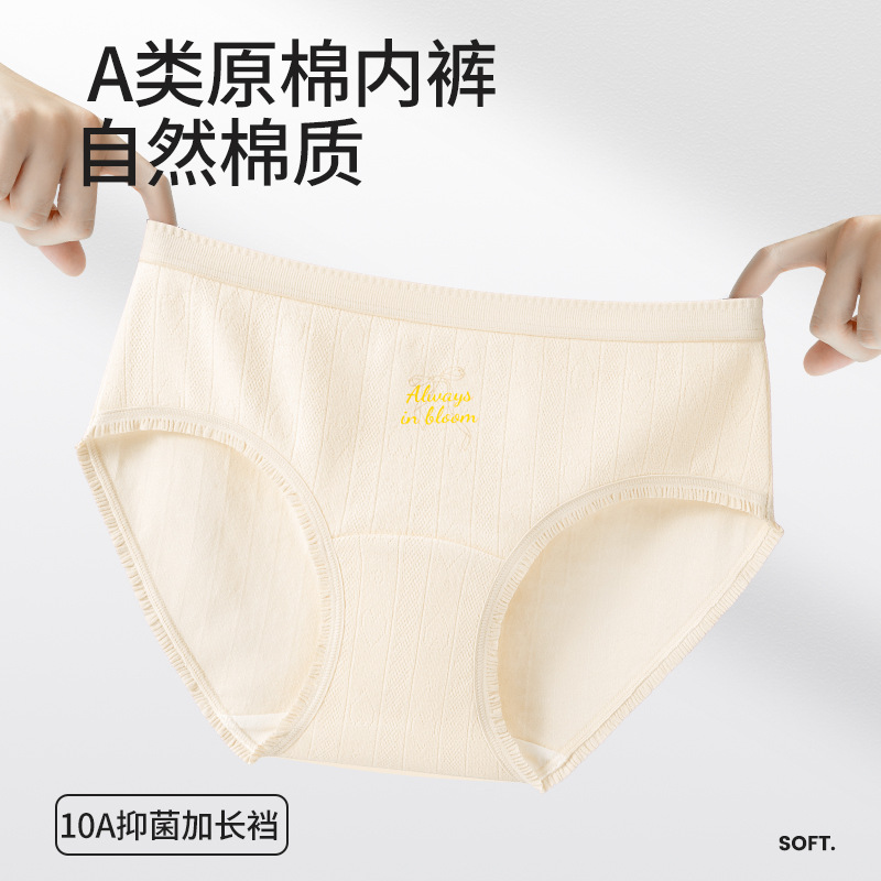 Bragas de clase A, entrepierna de algodón para niña 100% algodón, entrepierna antibacteriana, entrepierna larga, cintura media, calzoncillos transpirables para mujer