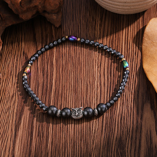 Irregular Magnetic Oval Beads Black Magnet Electroplated Ab Color Women's Anklet Foot Ornaments Obsidian Black Gallstone Jewelry