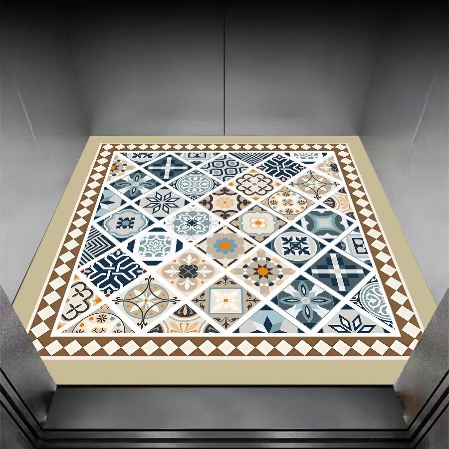 New vintage bohemian pattern floor mat, European ethnic style elevator foot mat, non-slip and wear-resistant entryway mat