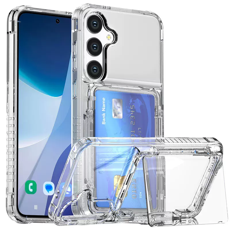 适用三星S25Plus手机壳 S24Ultra透明插卡多功能翻盖套啤保护套23
