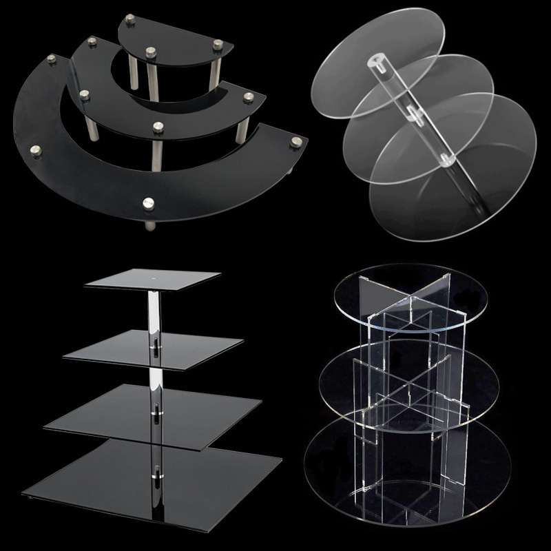 跨境透明圆形亚克力蛋糕架多层展示架婚庆生日派对婚礼果盘架定制
