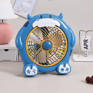Cartoon Small Fan Desktop Fan Office Desk Electric Fan Two-Speed Rotating Fan Large Air Volume Cute Rabbit Puppy