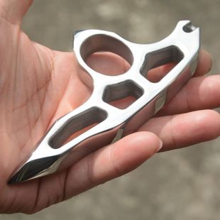 Thickened 304 Stainless Steel Pure Steel Knuckle Baton Window Breaker Self-Defense Anti-Wolf Car-Mounted Tiger Fist Outdoor Hand Support Ring