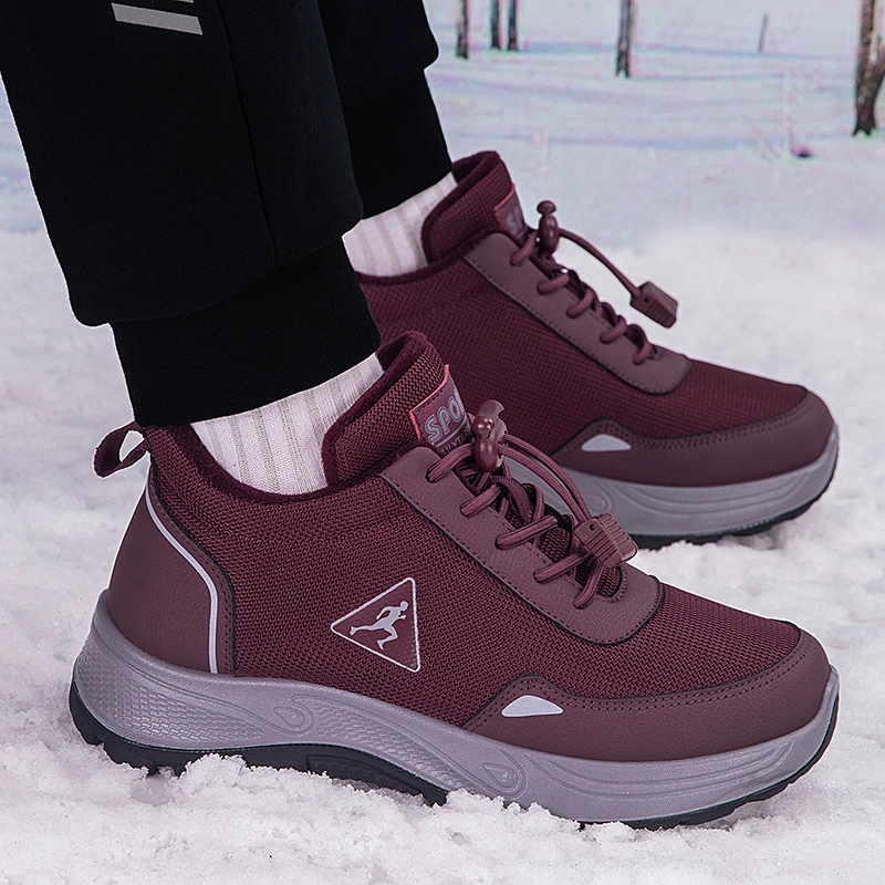 Обувь для пожилых женщин зимой высокая банда плюс бархат теплая спортивная обувь для мамы противоскользящая вторая хлопковая обувь среднего и пожилого возраста толстые снежные сапоги