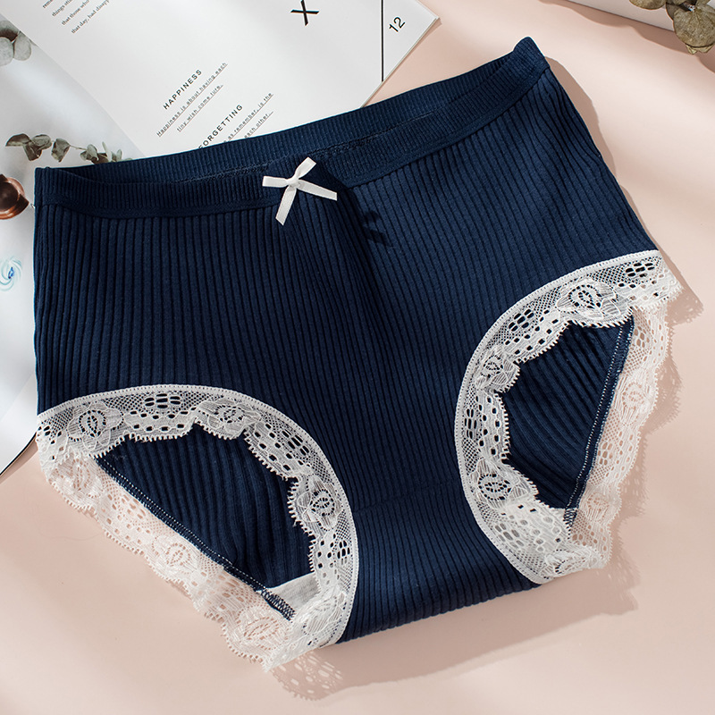 Solid Color Breathable Mid Waist Panties display picture 8