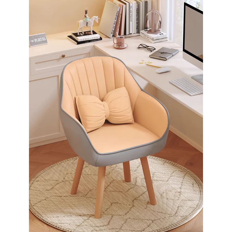 Home Comfort Chair with Backrest and Lumbar Support, Suitable for Long Sitting, Office Chair, Dormitory Chair, Makeup Chair, Study Armchair, Fabric Swivel Computer Chair
