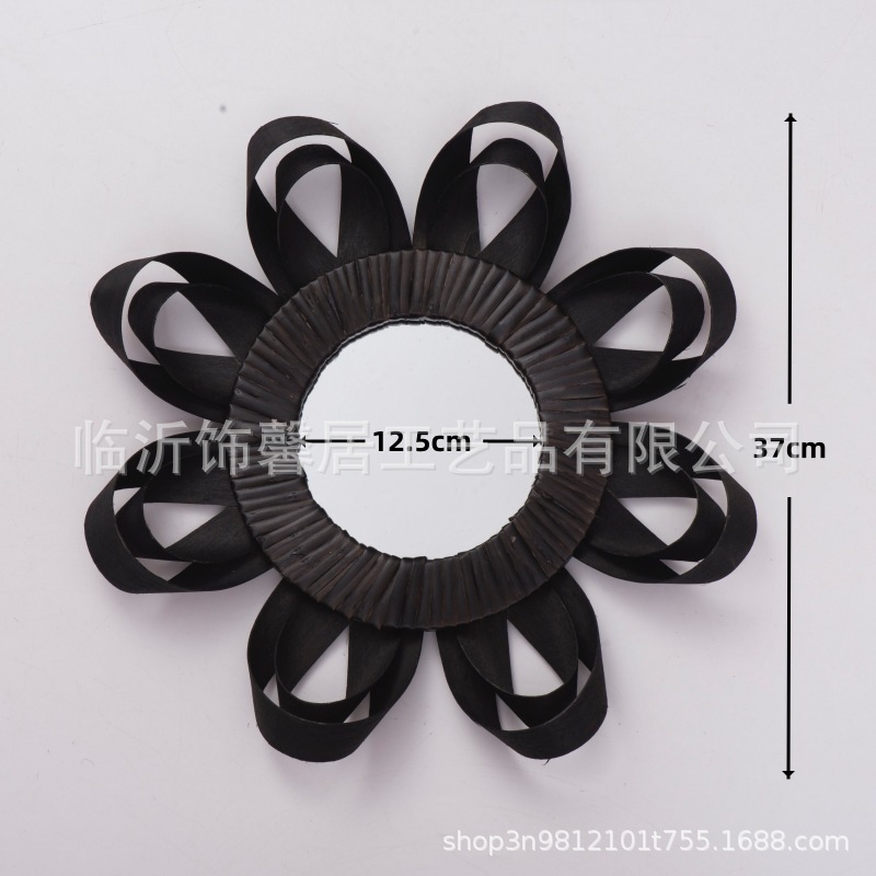 Paja hecha a mano de madera espejo decorativo salón de fondo colgante de pared pasillo Hotel B & B baño espejo cosmético espejo redondo