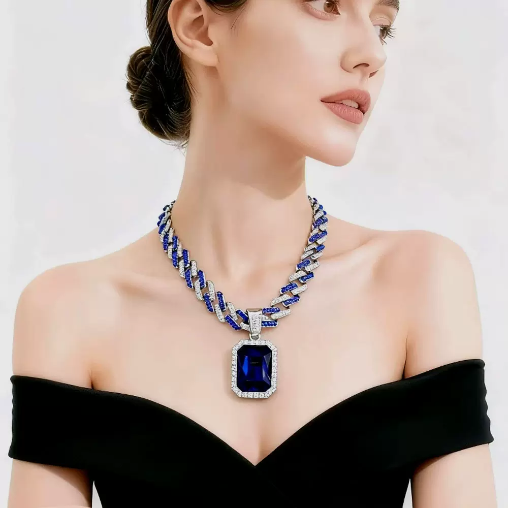 欧美 INS个性百搭宝石项链配饰女小众设计感甜美锁骨时尚情侣吊坠