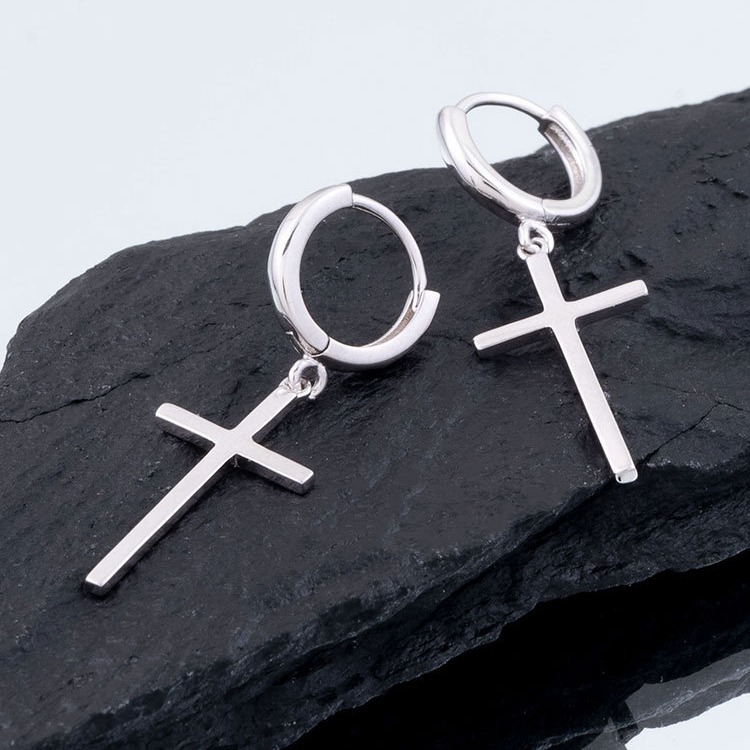 Orecchini a lobo croce minimalisti per uomo e donna punk_voghion.com