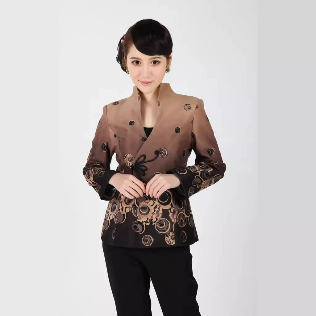 Оптовая продажа мужчин и женщин среднего и пожилого возраста костюм Тан [2357-1] Тан костюм куртка оптом, рабочая одежда, одежда для выступлений.