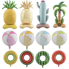 18寸沙滩气球游泳圈装饰婚礼布置椰子树热带椰树叶派对装饰气球