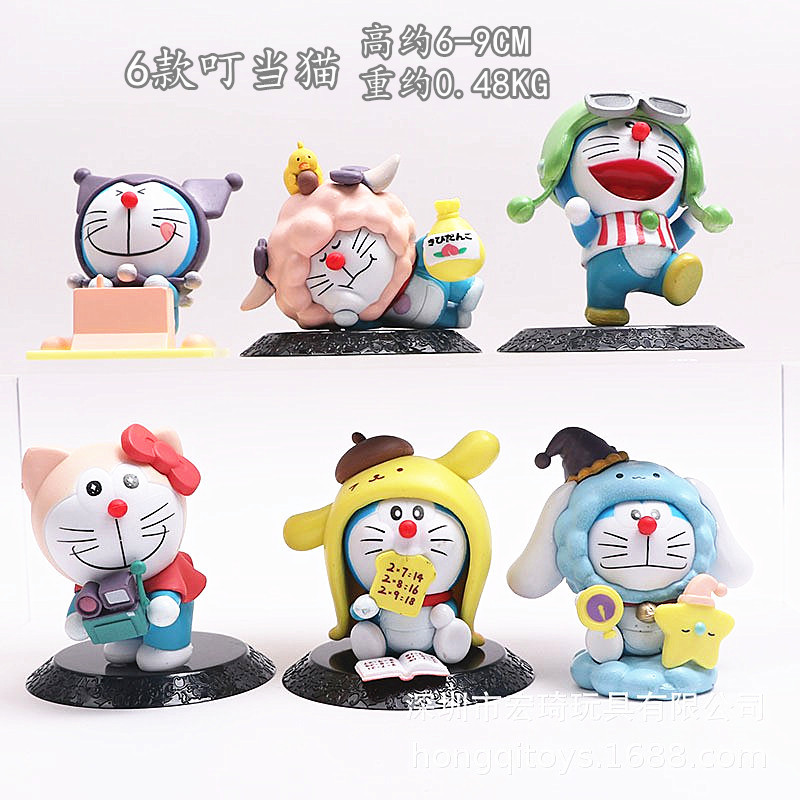 6 Types of Baibao Dingdang Cat Doraemon Time Machine Cat Toy Model Doll Capsule Toy Figurine Display