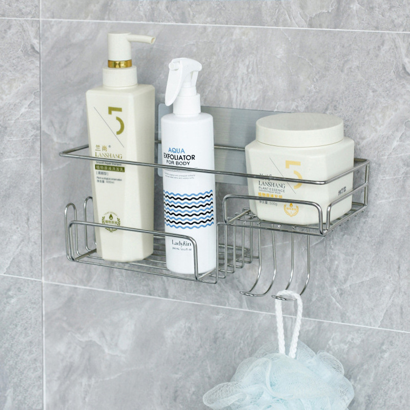 multi-function Shower Room No trace Wall mounted Shower Gel TOILET Storage rack Stainless steel kitchen Condiment Shelf