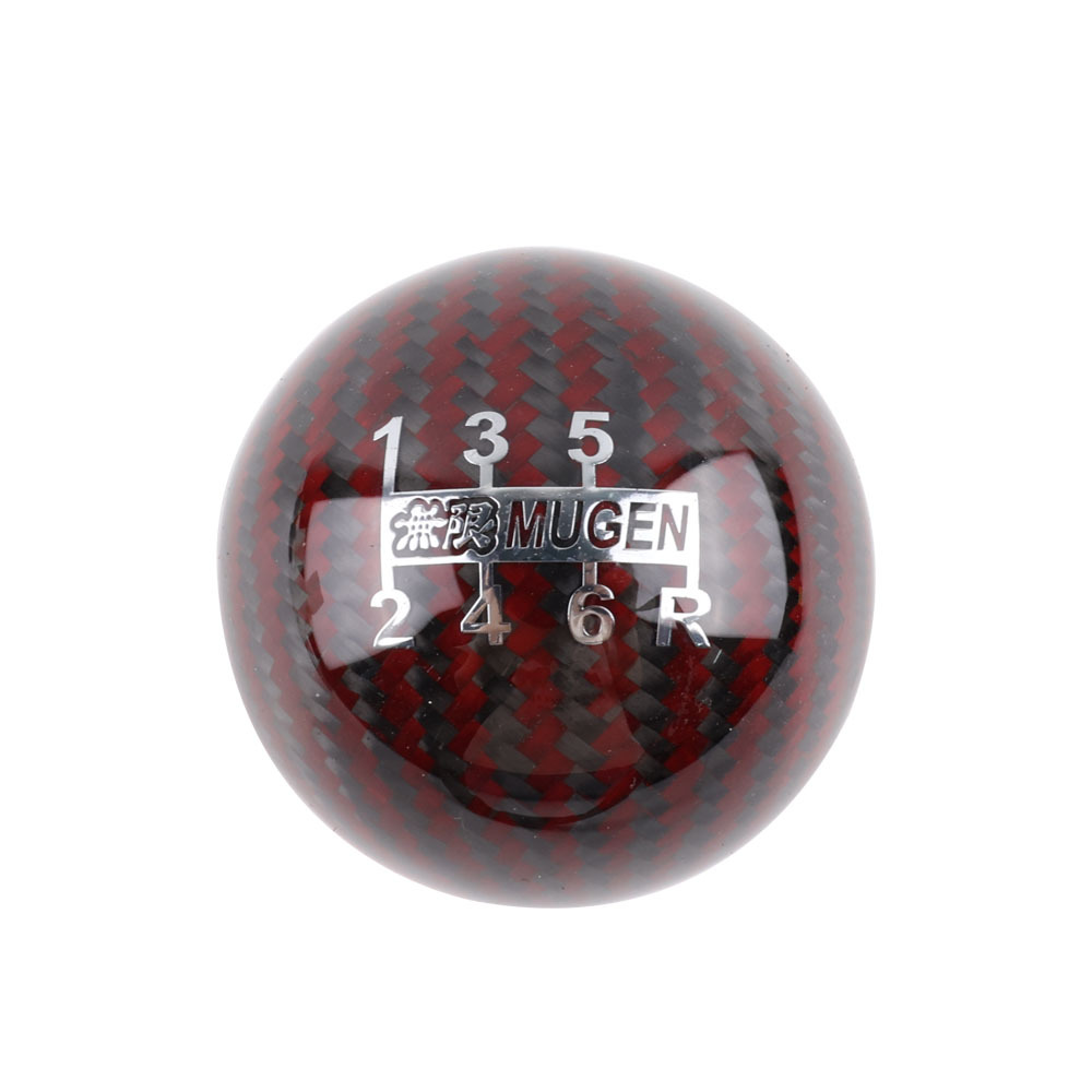 Cross border unlimited MUGEN automobile refit Gear Head carbon fibre Shift Knob Wave stick head 6 MT Black and red