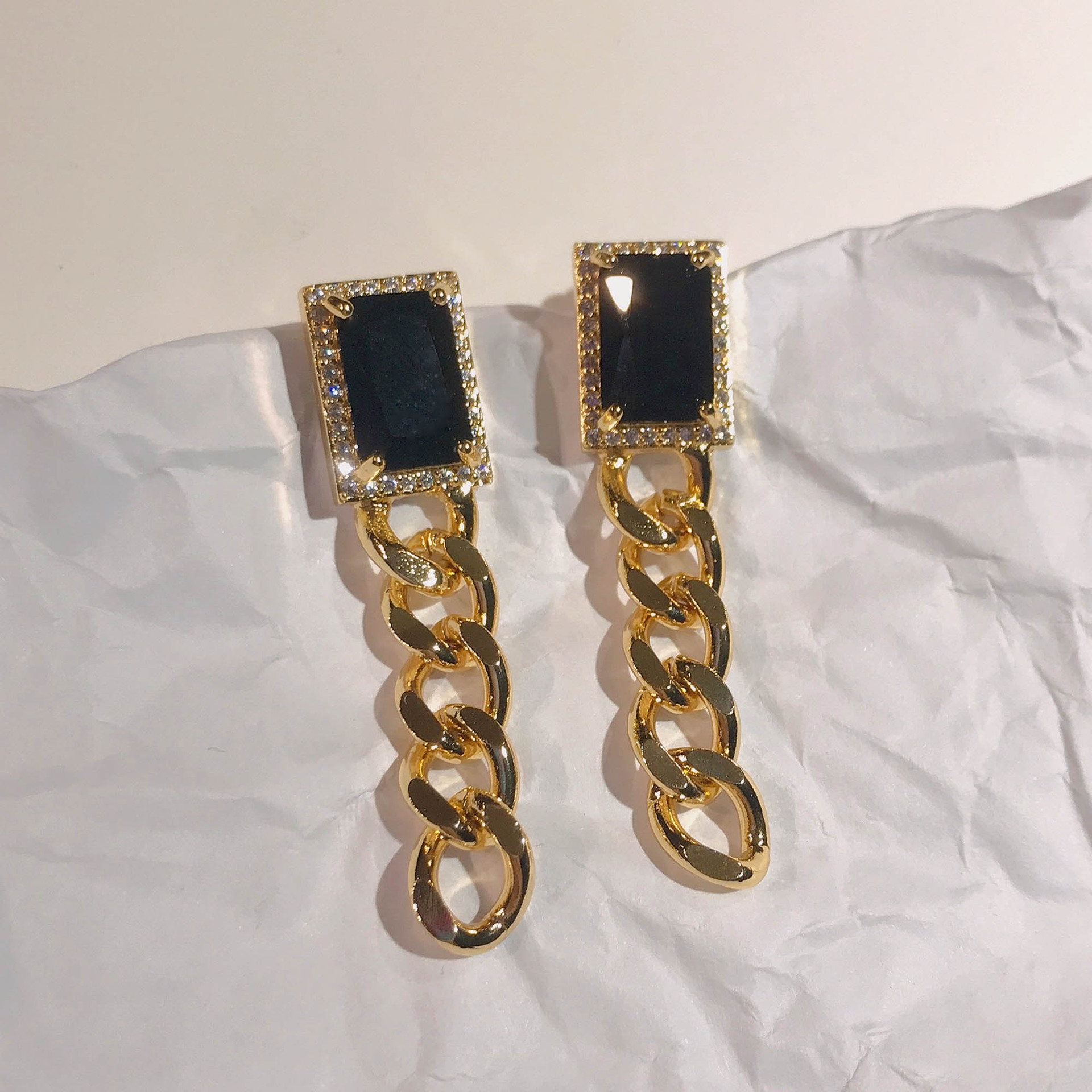 European and American Special-Interest Design Chopin Necklace Cuban Link Chain Stud Earrings Womenu0