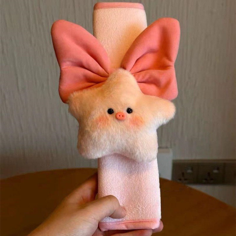 Cute Piggy Star Car Seat Belt Shoulder Cover Cute Car Interior Girls New Car Gift Car Goods