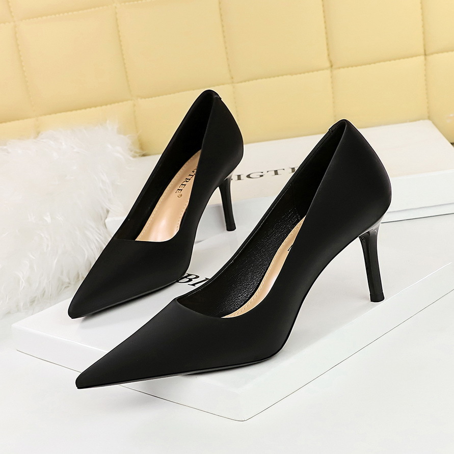 3265-A1 European And American Style Fashion Simple Stiletto Heel Shallow Mouth Pointed Toe Versatile Commuting High_vogvips.com