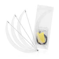 Embroidery marking ruler with level assistance, acrylic transparent balance symmetrical brow ruler with ink line ruler for measurement