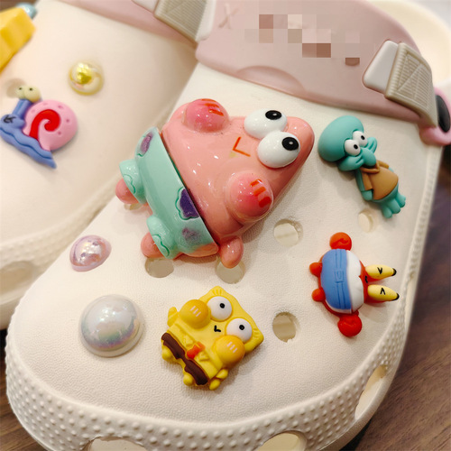 New three-dimensional ocean baby pie star luminous clogs shoe flower accessories imitation pearl DIY buckle slippers decoration