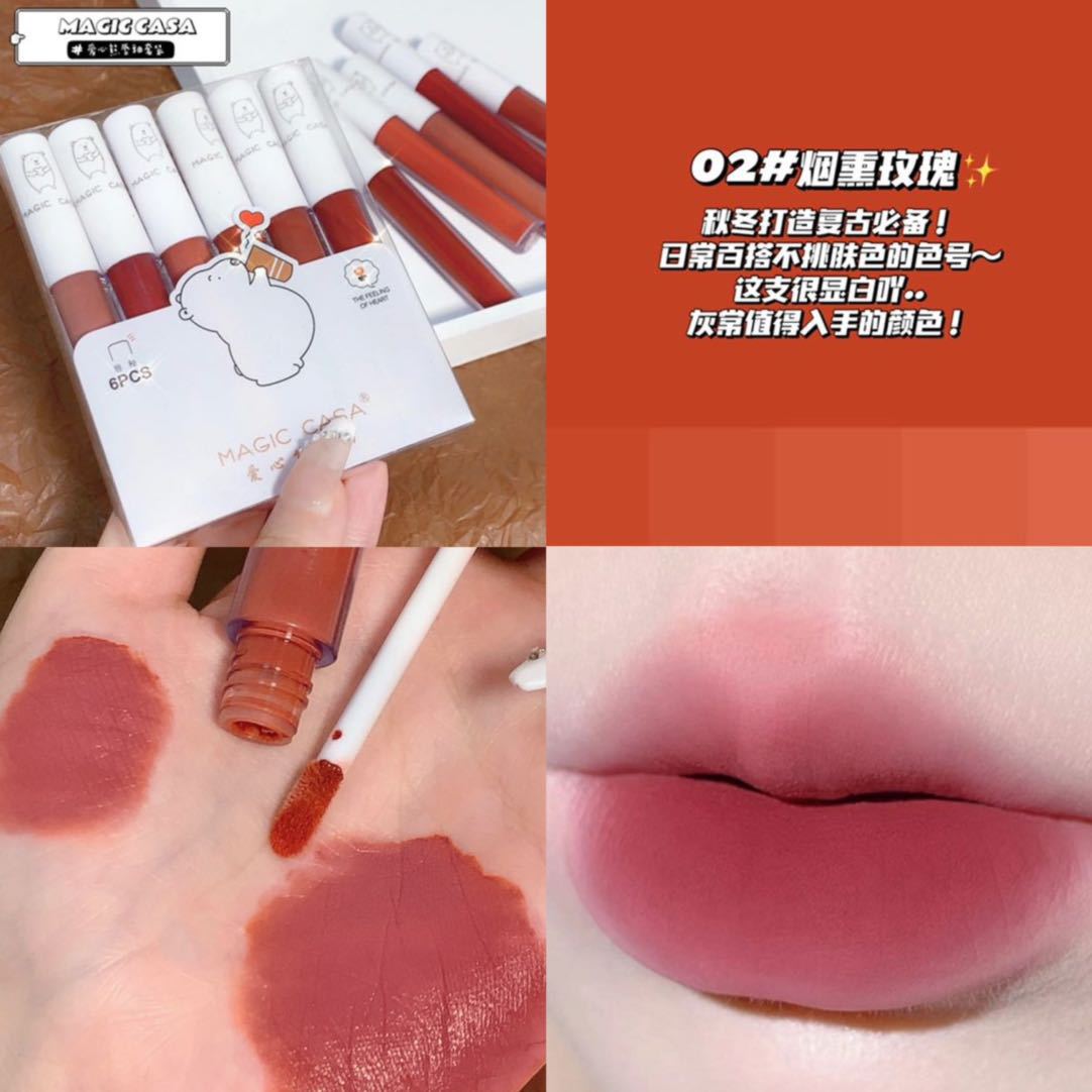 MAGIC CASA Heart-shaped Bear Lip Gloss Six-piece Set does not fade easily undefined