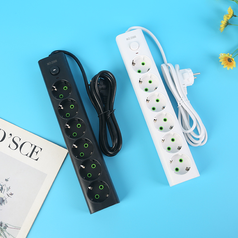 Euro-Gong placa de inserción estándar europea 6 agujeros 12 enchufe bolsa blanca y negra empaquetado línea blanca línea negra línea negra