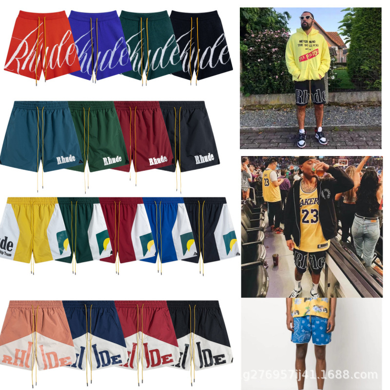 Rhude 26 New Summer Fashion American Trendy Brand Embroidered Large Letter Knit Shorts European and American Men's Couple Shorts Rhude 26 New Summer Fashion American Trendy Brand Embroidered Large Letter Knit Shorts European and American Men's Couple Shorts