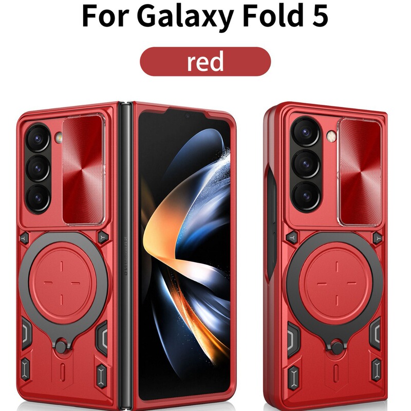 Suitable for Samsung Z Fold7/6/5 Mobile Phone Case Flip7 Lens Sliding Window 360 Rotating Stand Foldable Protective Cover